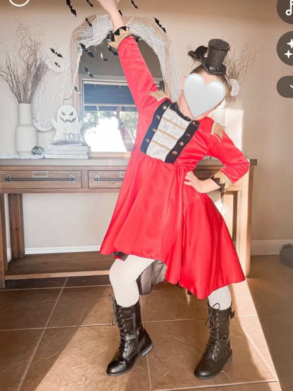 Children's Red Ringmaster Costume Dress with Gold Trim - Size 8